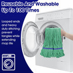 6 Pack Heavy Loop End Cotton String Mop Head Heavy Duty Mop Head Commercial Refills Mop Head Replacement for Home Industrial Commercial Floor Cleaning(Green, Blue)