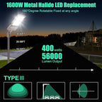 BBESTLED 400W LED Parking Lot Light 56,000 LM, DLC UL Listed Industrial Parking Lot Flood Lights, IP65 Waterproof 5000K 100-277VAC Street Area Stadium Lights Outdoor LED Pole Light w/Slip Fitter