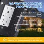 Porch Light with GFCI Outlet Dusk to Dawn Motion Sensor Outdoor Light 3 Light Modes Exterior Light Fixture Waterproof Outside Wall Light for House Patio Garage