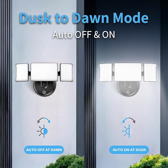 Olafus 60W Flood Lights Dusk to Dawn Outdoor Lighting, IP65 Waterproof LED Security Light with Photocell, 6000LM Dusk Dawn Outside Light, 6500K Black Exterior Floodlight for Yard Garden Porch