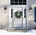 Emliviar Large Outdoor Wall Light, 25" Modern Front Porch Light for House, Clear Glass in Black Finish, XE220B BK