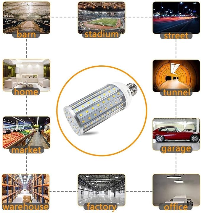 Intpro 60W LED Corn Light Bulb Lamp, 6000LM E26/E27 6000K 85V~265V Super Bright Light for Indoor Large Area, Garage barn Workshop Warehouse Factory Porch Backyard High Bay Street Outdoor