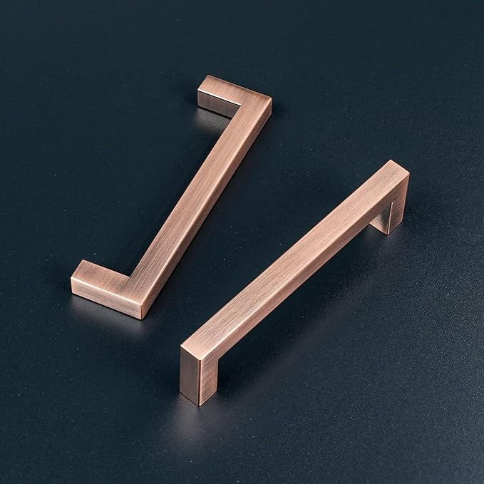 10 Pack 5 Inch Hole Center Antique Copper Stainless Steel Square Cabinet Pulls Cabinet Handles Drawer Handles Cupboard Handles