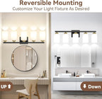 5-Light Bathroom Light Fixtures, 31" Modern Vanity Lights Over Mirror with Milky White Glass Shade, Black & Gold Light Fixture, Classic Wall Light Fixture for Mirror Living Room Cabinet Bedroom Porch