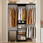 48" Small Closet Organizer, 4FT Closet System for Small Closets with 4 Hanging Rods & 3 Shelves, 80"H Small Closet Organizers and Storage for Bedrooms, Cloakrooms, Black