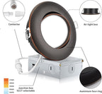 Oil Rubbed Bronze 4 Inch Led Recessed Lights 6 Pack,Ajustable Led Eyeball Gimbal Lights,4 Inch Ceiling Light with Junction Box,5CCT Selectable,9W 750LM,Dimmable