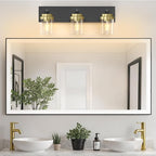 IZORRO Bathroom Vanity Light Fixture, 3-Light 22 Inch Black and Gold Bathroom Light Fixtures Over Mirror, with Clear Glass Shade, Modern Farmhouse Vanity Lights, Rustic Restroom Lighting Fixtures