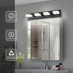 4-Light Dimmable LED Bathroom Vanity Fixture in Black/Gold with White Acrylic Shades, Rotatable Head, Sconce-Style Over-Mirror Lighting 5500K