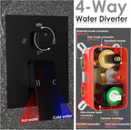 Enga 10 Inch + Dual 6-Inch Rain Shower System, Four Modes Diverter Shower Faucet with Handheld, Luxury Rain Mixer Shower Combo Set, Matte Black