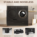 28" Washer and Dryer Pedestals with Drawer- Laundry Pedestal Stand for Washer and Dryer – Set of 2,Alloy Steel Washing Machine Stand Raiser, washer dryer pedestal 14.3'' Height Black