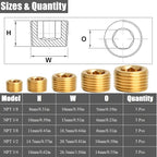 25 Pcs Brass Pipe Plug Fitting, 5 Sizes 1/8" 1/4" 3/8" 1/2" 3/4" NPT Male Internal Hex Thread Socket Pipe Plug Fitting Assortment Kit