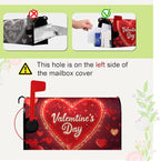 Valentine's Day Mailbox Covers Magnetic Standard Size 21x18 Inch Red Heart Mailbox Cover Love Mailbox Wraps Post Letter Box Cover for Outdoor Garden Decorations