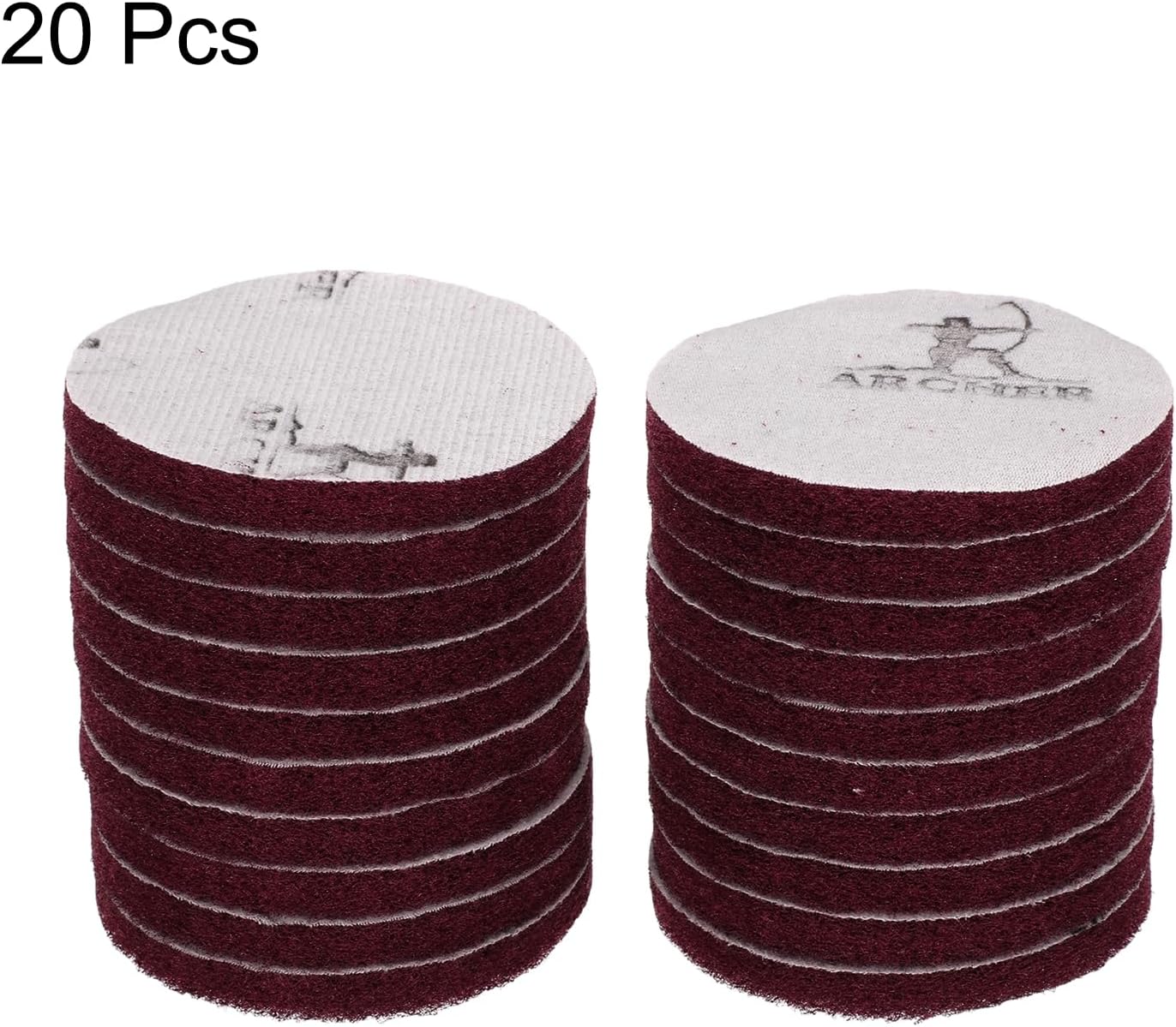 HARFINGTON 20pcs Scrubber Scouring Pads 400 Grits 4 Inch Drill Power Brush Hoop and Loop Surface Conditioning Disc Drill Scuffing Disc Scrub Pads for Home Kitchen Cleaning, Red