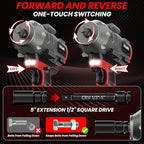 Cordless Impact Wrench 1/2 inch for Milwaukee 18V Battery, Impact Wrench 950Ft-lbs High Torque Brushless Electric Impact Gun, Power Impact Driver with 3-Mode Speed, LED Work Light(no battery)