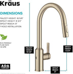 KRAUS Oletto Touchless Sensor Pull-Down Single Handle Kitchen Faucet in Spot-Free Antique Champagne Bronze, KSF-2830SFACB