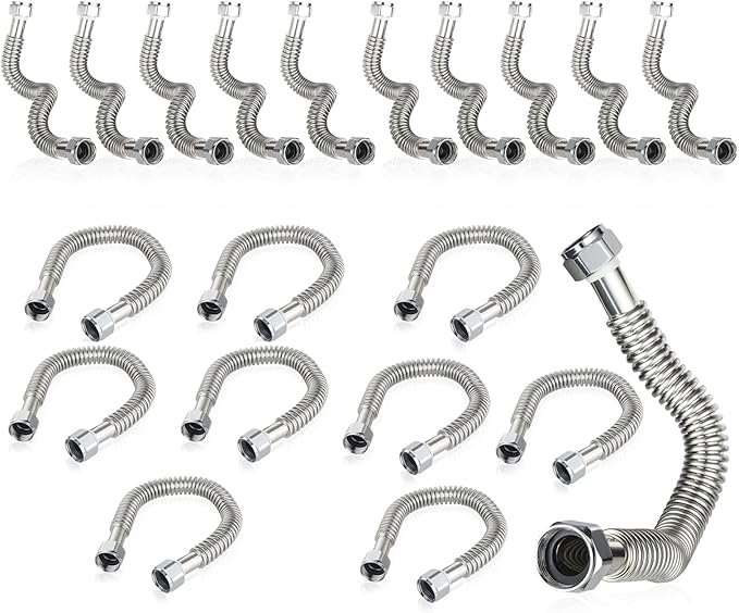 20-Pack GUOFIS Corrugated Flexible Stainless Steel Water Heater Connector,3/4" FIP x 3/4" FIP Hose for Water Heater/Water Softener(24-Inch)(HOSE040-20Pack)