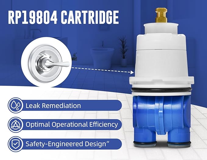 RP19804 Shower Cartridge Compatible with Delta 1300/1400 Series Single Handle Tub Bathtub Shower Faucet Replacement for Delta Monitor Cartridge Repair Plumbing Parts, RP22734 Bonnet Nut (1993-2007)