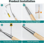 Berry&Bird Swoe Garden Hoe, 61.8'' Stainless Steel Long Handled 3 Edge Hoe with Wooden Hand, Mini Angled/Warren Hoe, Soil Cultivator Weeding Tool for Grass Flower Backyard