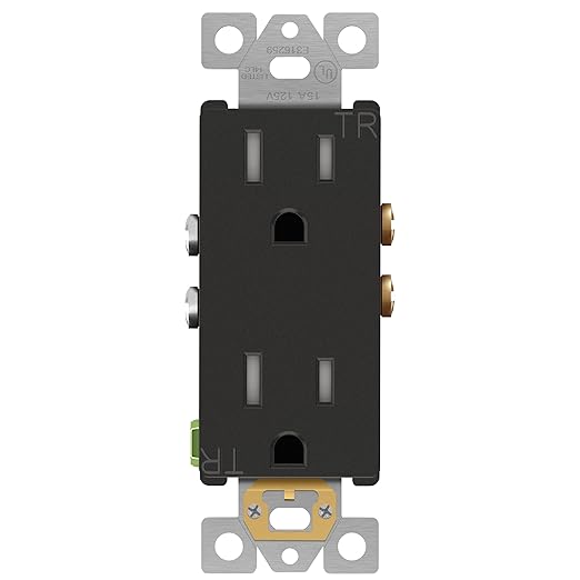 ENERLITES, Dark Bronze Elite Series Decorator Receptacle Outlet Child Safe Tamper-Resistant, Self-Grounding, 2-Pole, Residential Grade, 15A 125V, UL Listed, 61501-TR-DB