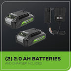 Greenworks 24V MAX Cordless Brushless Drill & Impact Driver Combo Kit, Electric Drill Set, High Torque, Lightweight, Professional Grade, Includes 2x 2.0Ah Batteries, Charger, and Storage Bag