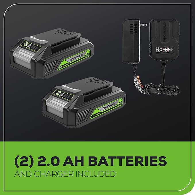 Greenworks 24V MAX Cordless Brushless Drill & Impact Driver Combo Kit, Electric Drill Set, High Torque, Lightweight, Professional Grade, Includes 2x 2.0Ah Batteries, Charger, and Storage Bag