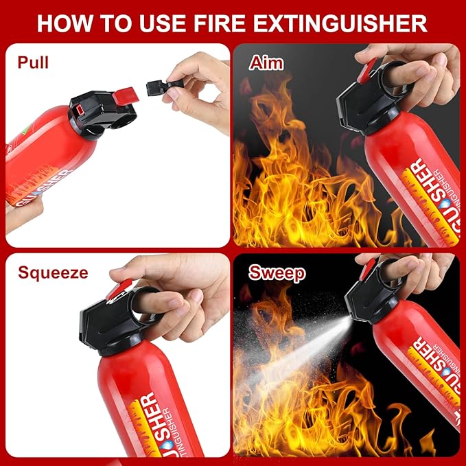 Fire Extinguisher for Home - 2pack Car Fire Extinguisher with Wall Mount, Small A B C K Fire Extinguisher, Water-Based Fire Extinguishers for Car/House/Kitchen/Truck/Marine/Boat/Vehicle/utv/rv