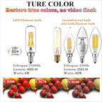 LiteHistory Dimmable t6 led Bulb 40W Candelabra led 2700K Clear 400lm 4W e12 Edison Bulb Warm White 6Pack