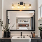 Black and Gold 4-Light Bathroom Vanity Fixture with Clear Glass Shades Modern Wall Lamp Suitable for Bathrooms, Dressing Rooms