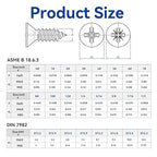 QISHENG White Head 100 PCS #4x5/8(0.625 inch) Stainless Steel Phillips Flat Head Wood Screws,Stainless Steel 18-8 A2(304) Screw