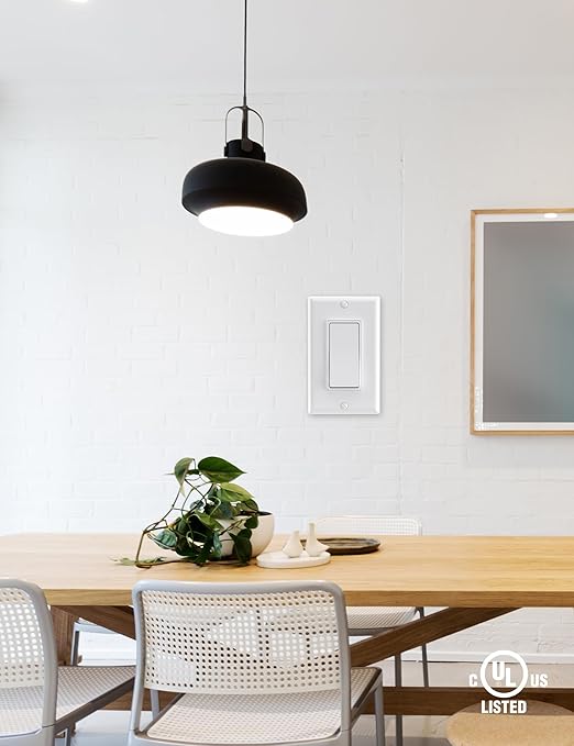 AIDA Single Pole Rocker Decora Light Switch, 15 Amp Self-grounding Electrical Light Switches, Residential Grade, UL Listed (50, Glossy White, Wall Plate Included)