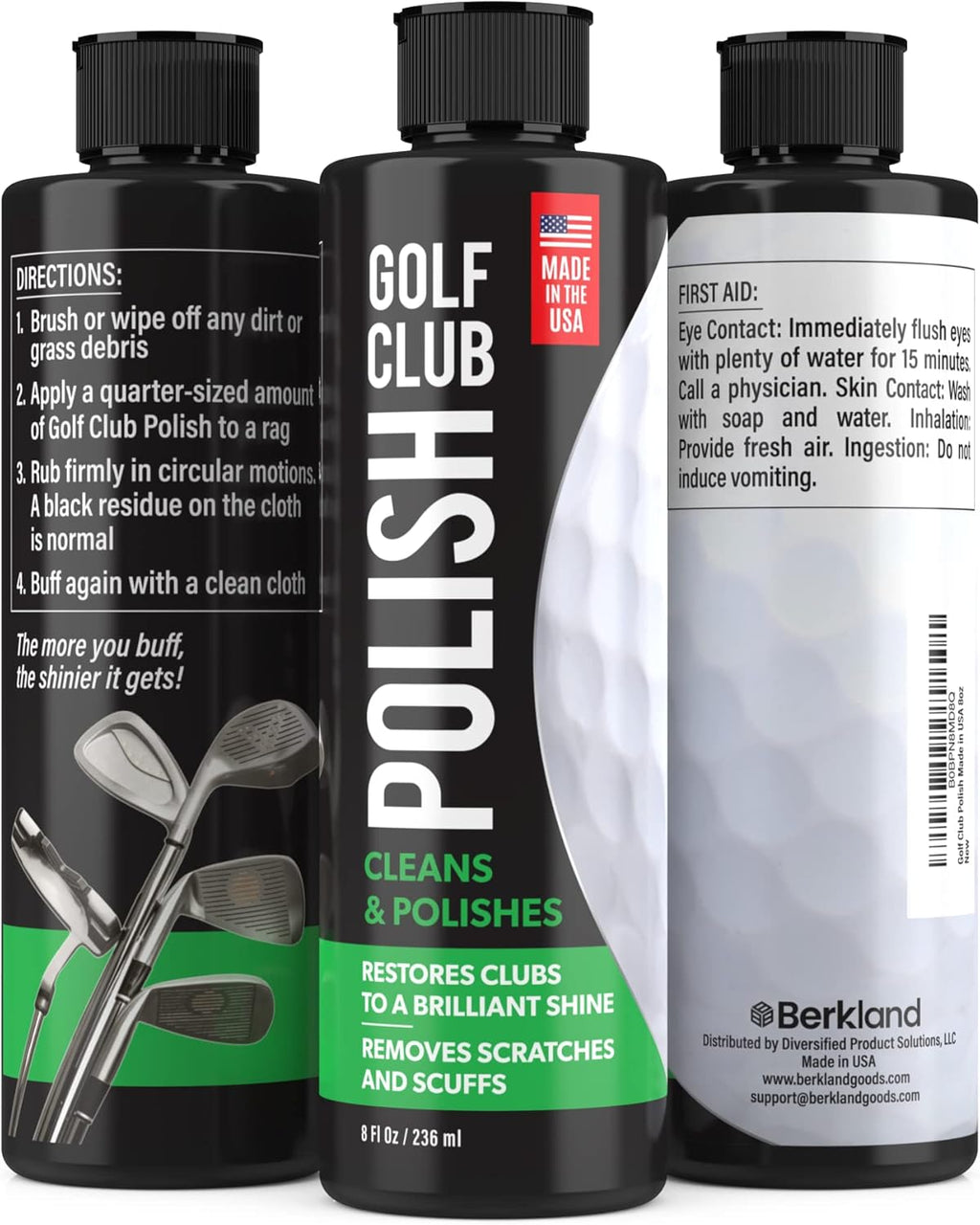 Golf Club Polish & Rust Remover – Made in USA – Instant Golf Club Cleaner & Scratch Remover Cream – 8 oz Golf Club Polish Compound, Groove Cleaner & Golf Club Polishing Kit – Shine, Protect & Restore