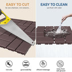 Goovilla Plastic Interlocking Deck Tiles, 36 Pack Outdoor Patio Flooring, 12"x12" Interlocking Decking Tile Outdoor All Weather Use, Waterproof Patio Pavers for Pool Balcony Backyard Porch, Dark Brown