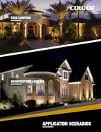 COLOER Brass Landscape Spotlights,12 Pack Spotlight Fixture Outdoor with 5W Aluminum Housing MR16 LED Bulb 2700K 450LM,12V AC/DC Low Voltage Landscape Lighting, Uplight for Garden and Patio(103B)