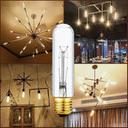 25 Watt T10 Clear Tubular Incandescent Light Bulb, Vintage Style Showcase Bulb,Showcase lamp, 2700K Soft White, E26 Medium Base, 280 Lumens,T10 Tubular Bulb (4PACK)