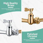 Wall Mount Commercial Sink Faucet with 8" Swivel Spout, 8" Center Wall Mount Kitchen Faucet, Dual Handles Brass Utility Sink Faucet for Laundry Room Restaurant