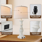 Terpsichore Touch Dimmable Desk Lamp Table Lamps Set of 2 Vintage Night Stand Light Farmhouse Resin Lamp,Bedside Lamps with USB Ports &Outlets,for Bedroom,Living Room,Office,Dining Room,Reading