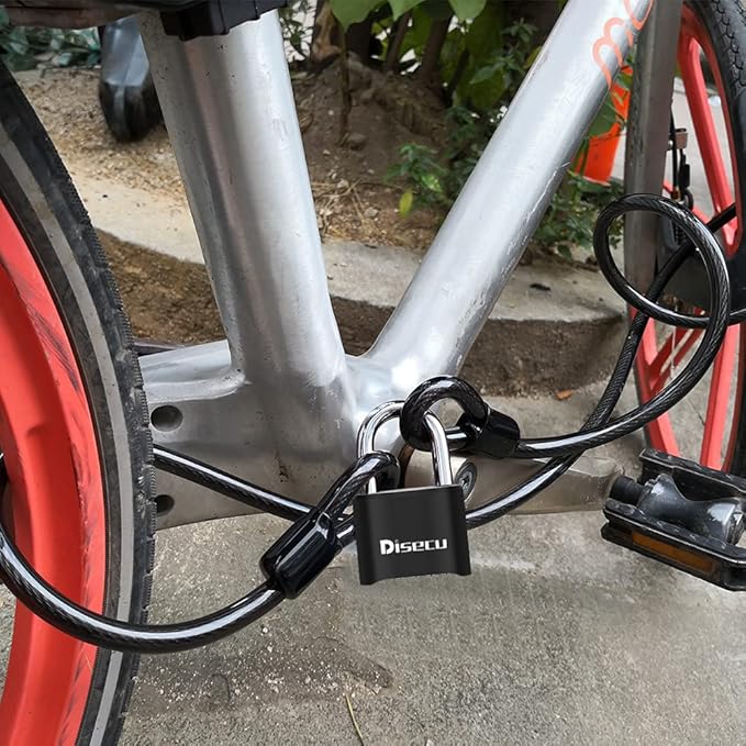 1 Pack disecu Heavy Duty 4 Digit Combination Lock, Outdoor Waterproof Padlock for School Gym Locker, Storage Unit, Fence, Gate, Toolbox (Black)