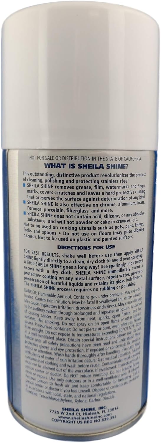 Sheila Shine 12 x 10 Oz. Stainless Steel Cleaner and Polish Aerosol Spray, Protect Household Kitchen Surface, Removes Grease, Fingerprint & Watermark, Polish & Leaves a Streak Free Shine for Appliance
