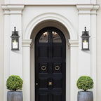 Darkaway Outdoor Lights Fixture Wall Mount, Exterior Wall Light with Water Ripple Glass Waterproof Black Outside Wall Sconce for House Porch Hallway Garage