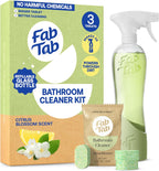 Fab Tab Bathroom Cleaner Starter Kit - Natural Cleaning Products - Household Cleaners - All-Purpose Cleaner Tablets - Plant-Based - Plastic-Free | Citrus Scent | No Harsh Chemicals