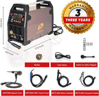 LOTOS MIG225SP MIG Welder with Aluminum Spool Gun, 225A 110/220V, 6 in 1 Gas MIG, Spool Aluminum, Gasless Flux Core, Stick, Lift TIG, Spot, Multi Process Welding Machine Auto Synergistic Setting