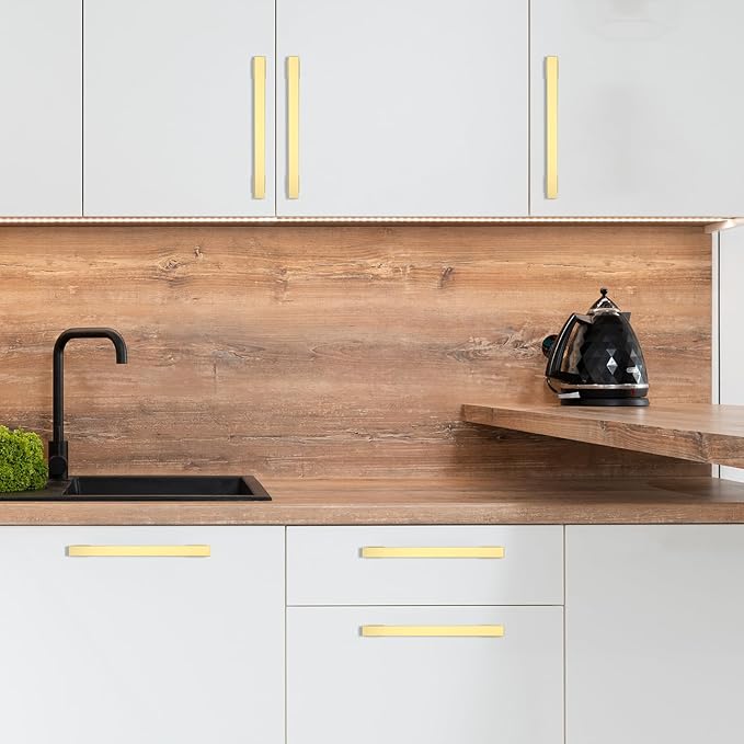 COTYKILEY 6 Pack 12.6 Inch(320mm) Brushed Gold Cabinet Handles Gold Kitchen Cabinet Pulls Cabinet Door Handles Kitchen Cabinet Hardware