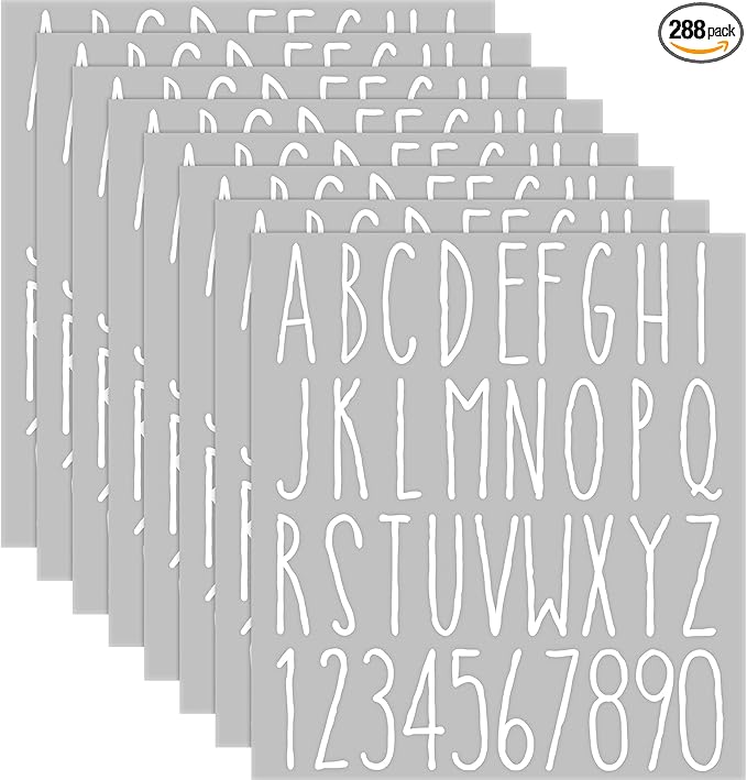 8 Sheets Vinyl Letter Stickers Waterproof Self Adhesive Letter Numbers Alphabet Modern Mailbox Numbers Sticker for Back to School DIY Mailbox House Home Business Address(2 Inch,White)