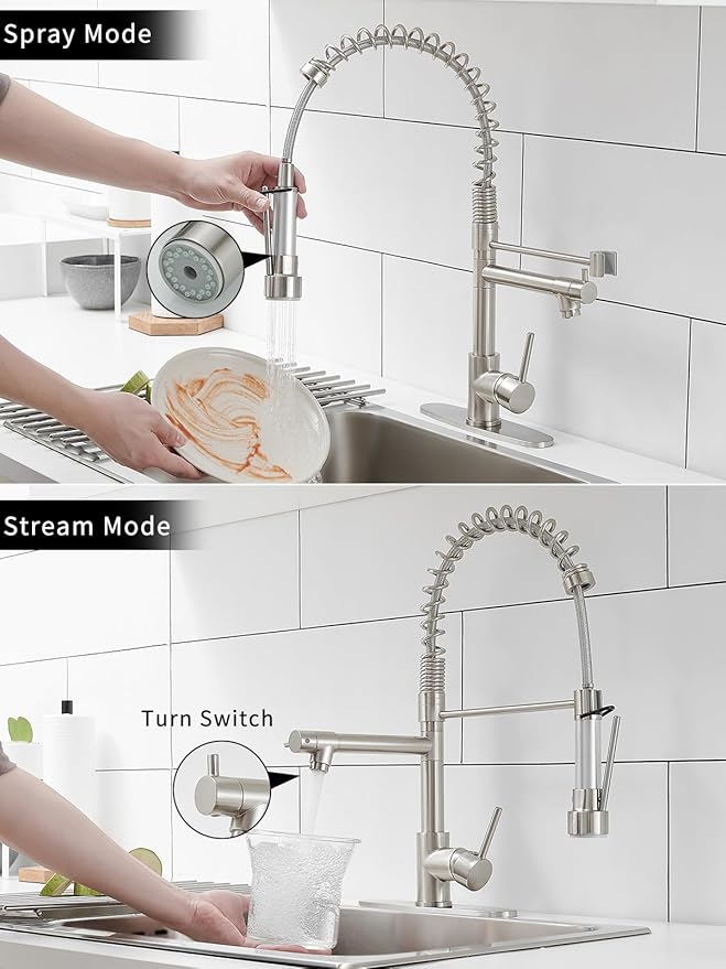 AIMADI Faucet for Kitchen Sink,Commercial Single Handle Single Hole Pull Down Kitchen Faucet with Deck Plate llaves para fregaderos de cocina