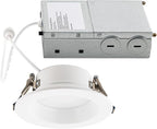 Builder Essential 3in 550 Lumens Round LED Recessed Light and Housing for Remodel or New Construction with Regressed Trim 3-Power Modes 4W-6W-8W, 5-CCT 2700-3000-3500-4000-5000K in White (Pack of 12)