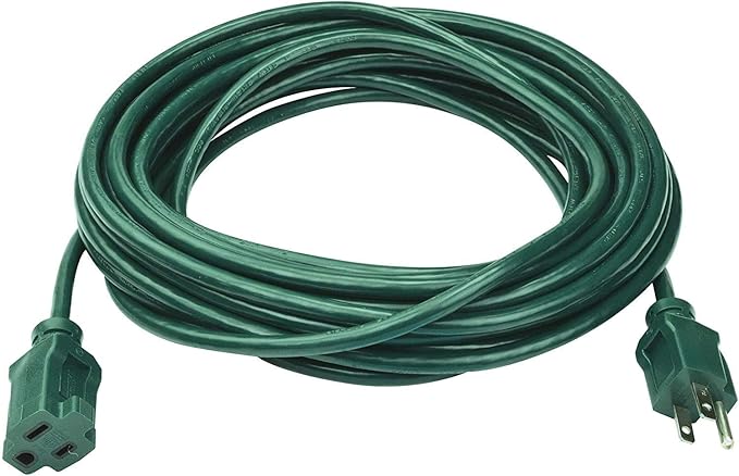 Clear Power 16 Gauge 3Prong Cords (16/3-3 Prong Grounded Plug, Green, 25 ft)