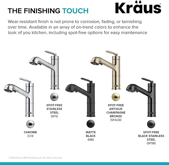 KRAUS Allyn Pull-Out Single Handle Kitchen Faucet in Matte Black, KPF-4103MB