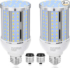 50W LED Corn Light Bulb(2 Pack),(490 Watt Equivalent) Fanless E26/E39 Medium/Large Mogul Base LED Cob Lamp 5000K Daylight 6,200LM for Outdoor Indoor Garage Warehouse Factory Workshop Street Backyard