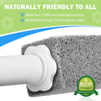 Maryton Pumice Stone for Toilet Cleaning with Extra Long Handle, Replaceable Design, 1 Cleaning Handle, 3 Cleaning Stones Refills, Easy for Removing Stubborn Hard Water Stains Buildups