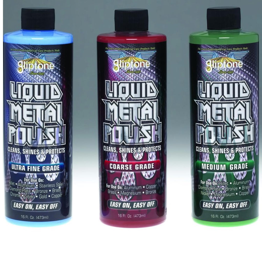 Gliptone Metal Polish Kit, Includes Ultra Fine Grade, Medium Grade and Coarse Grade, Rimguard 2oz, Metal Wash Plus 2oz, Softouch Drying/Polishing Towels, Cleans, Shines & Protects